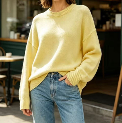 Women's Oversized Crew Neck Knit Pullover Sweater