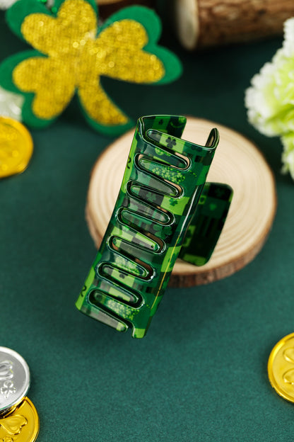 Green Clover Square Hair Claw Clip for St Patrick’s Day