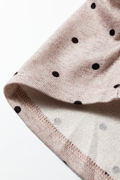 Dark Brown Polka Dot Boat Neck Long Sleeve Knit Top