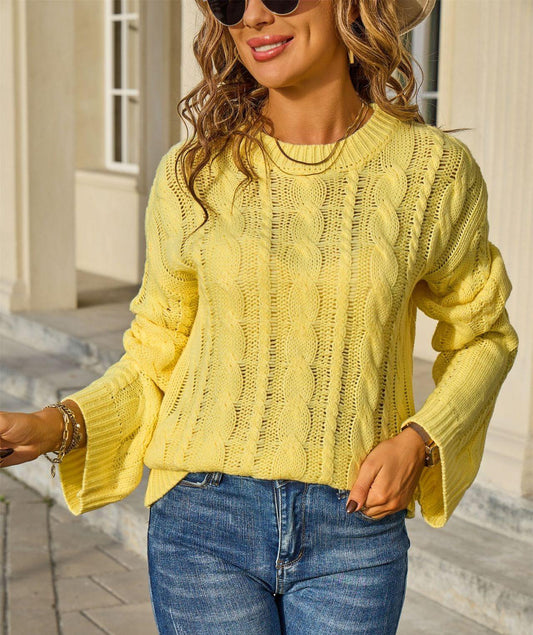 Cable Knit Pullover Sweater – Loose Fit Chunky Fall Knit