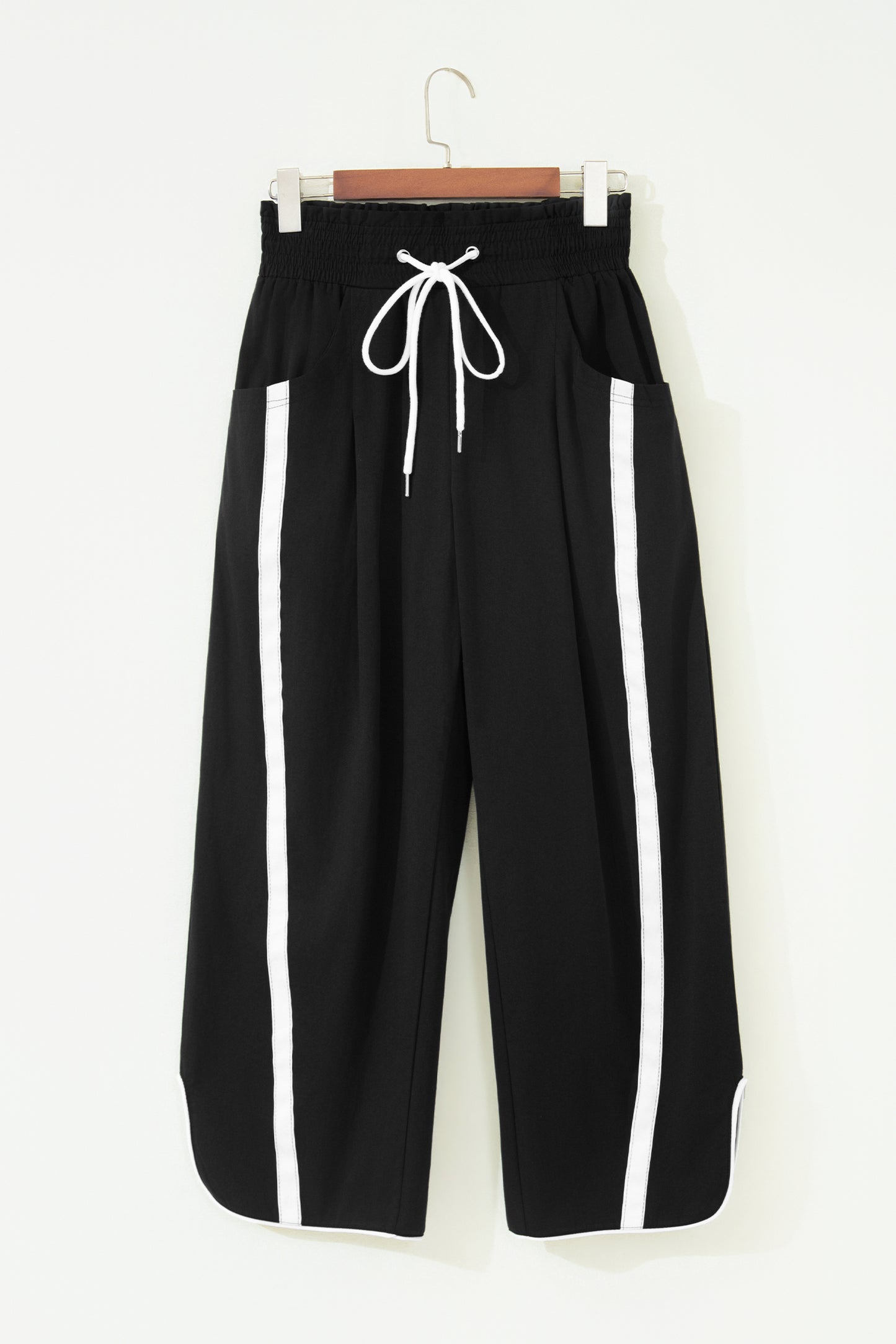 Game Day Side Stripe Drawstring Cropped Wide Leg Pants