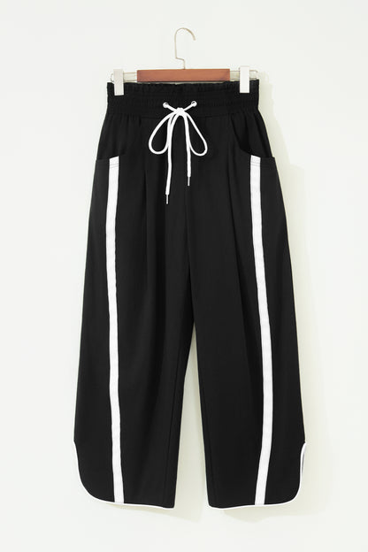 Game Day Side Stripe Drawstring Cropped Wide Leg Pants