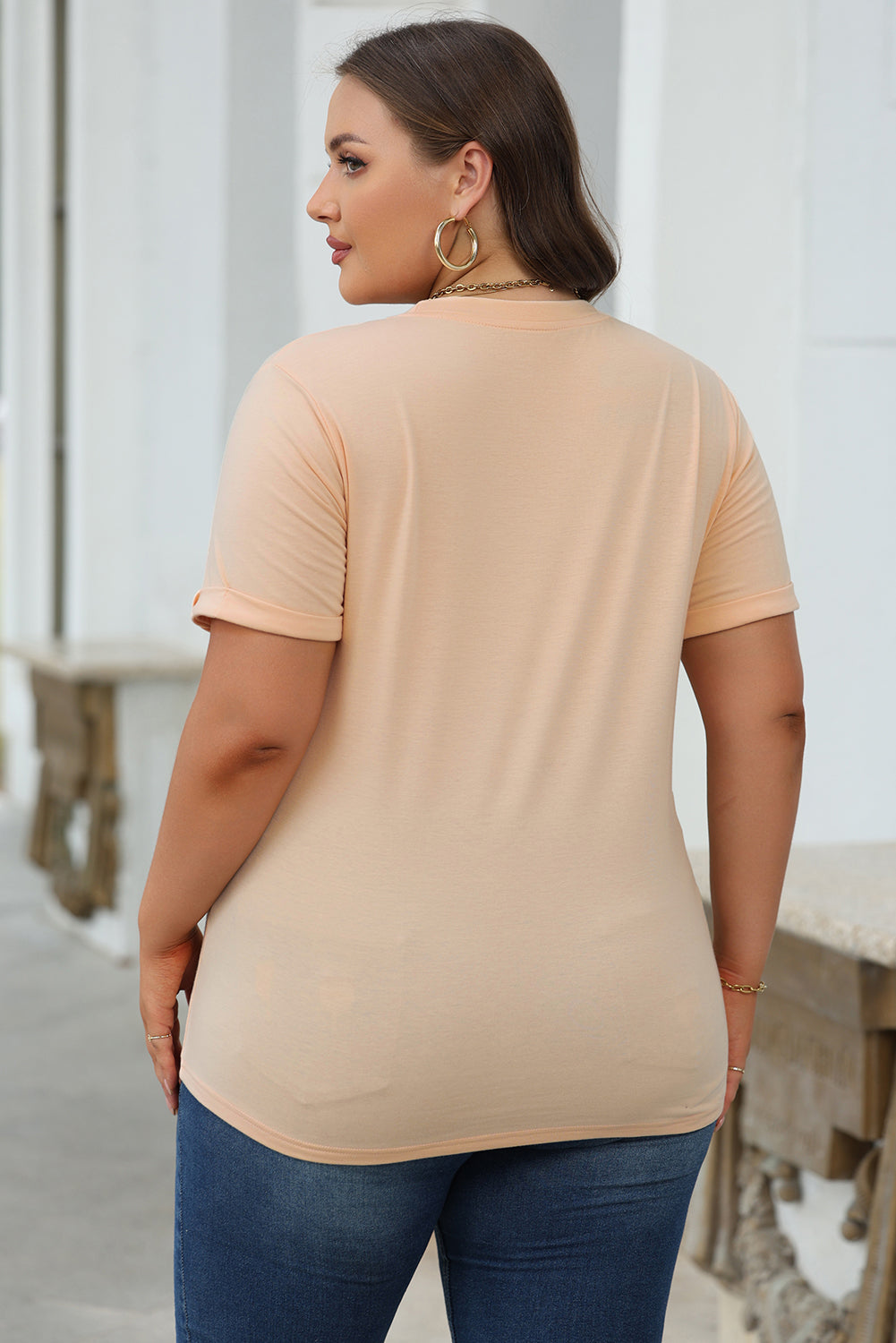White Casual Crew Neck Short Sleeve Basic Tee