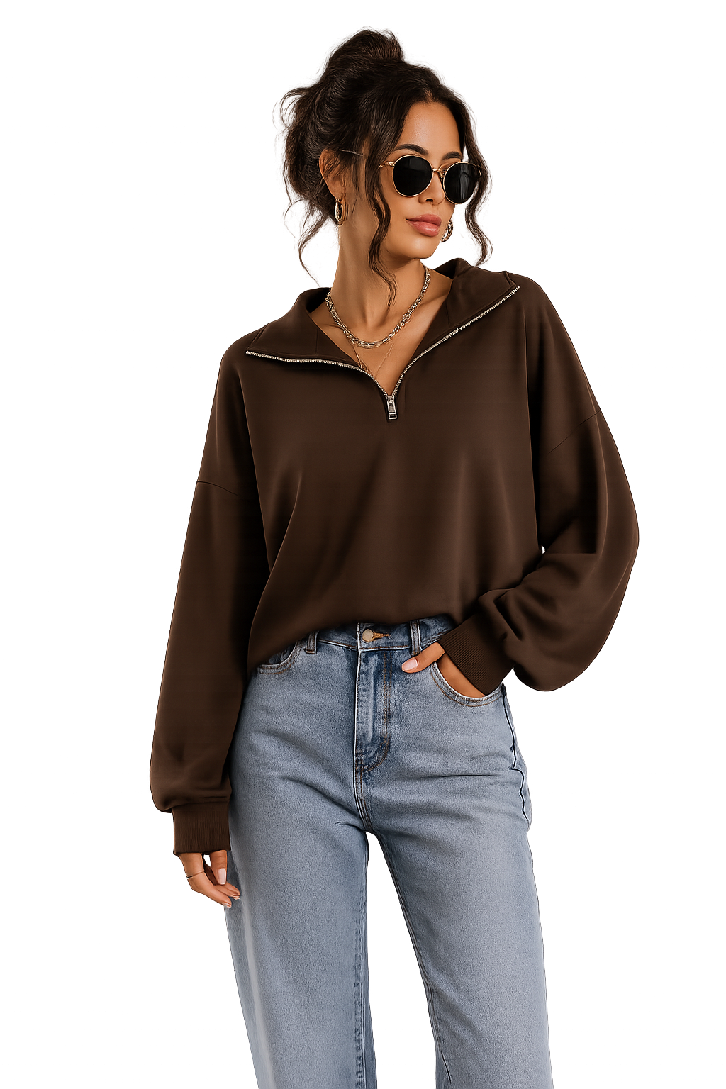 Oversized Half Zip Pullover Sweatshirt Y2K Fall Essential