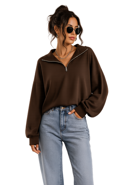 Oversized Half Zip Pullover Sweatshirt Y2K Fall Essential