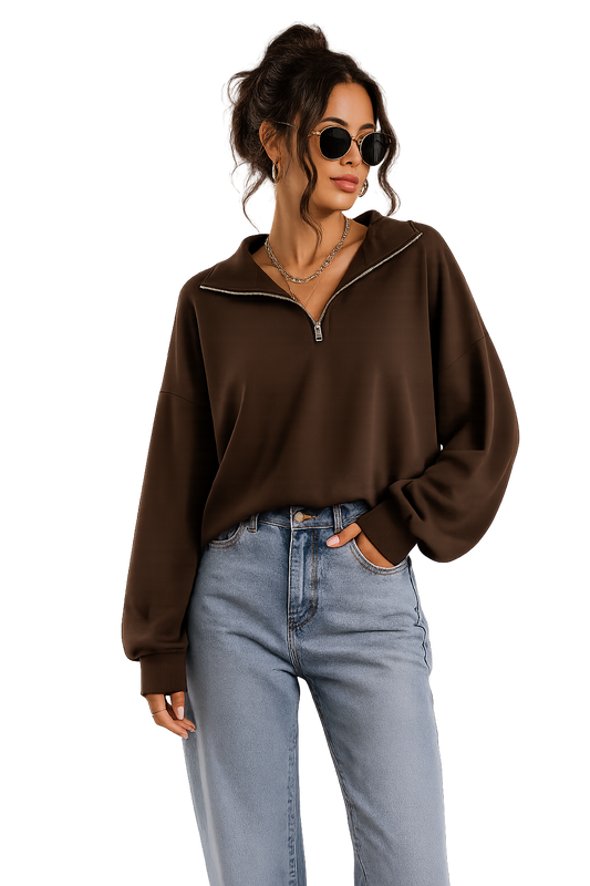 Oversized Half Zip Pullover Sweatshirt Y2K Fall Essential