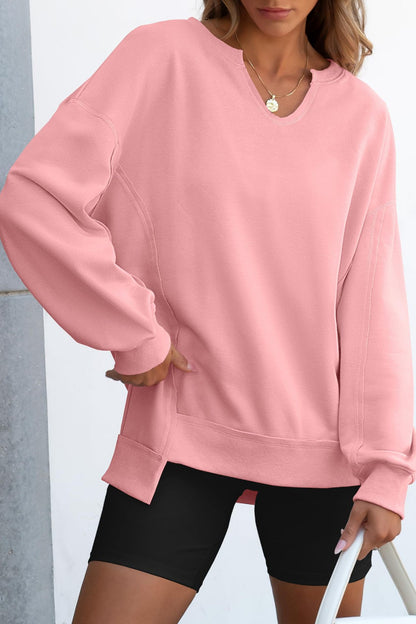 Bold Striped V-Neck Sweatshirt with Neon Contrast Trim