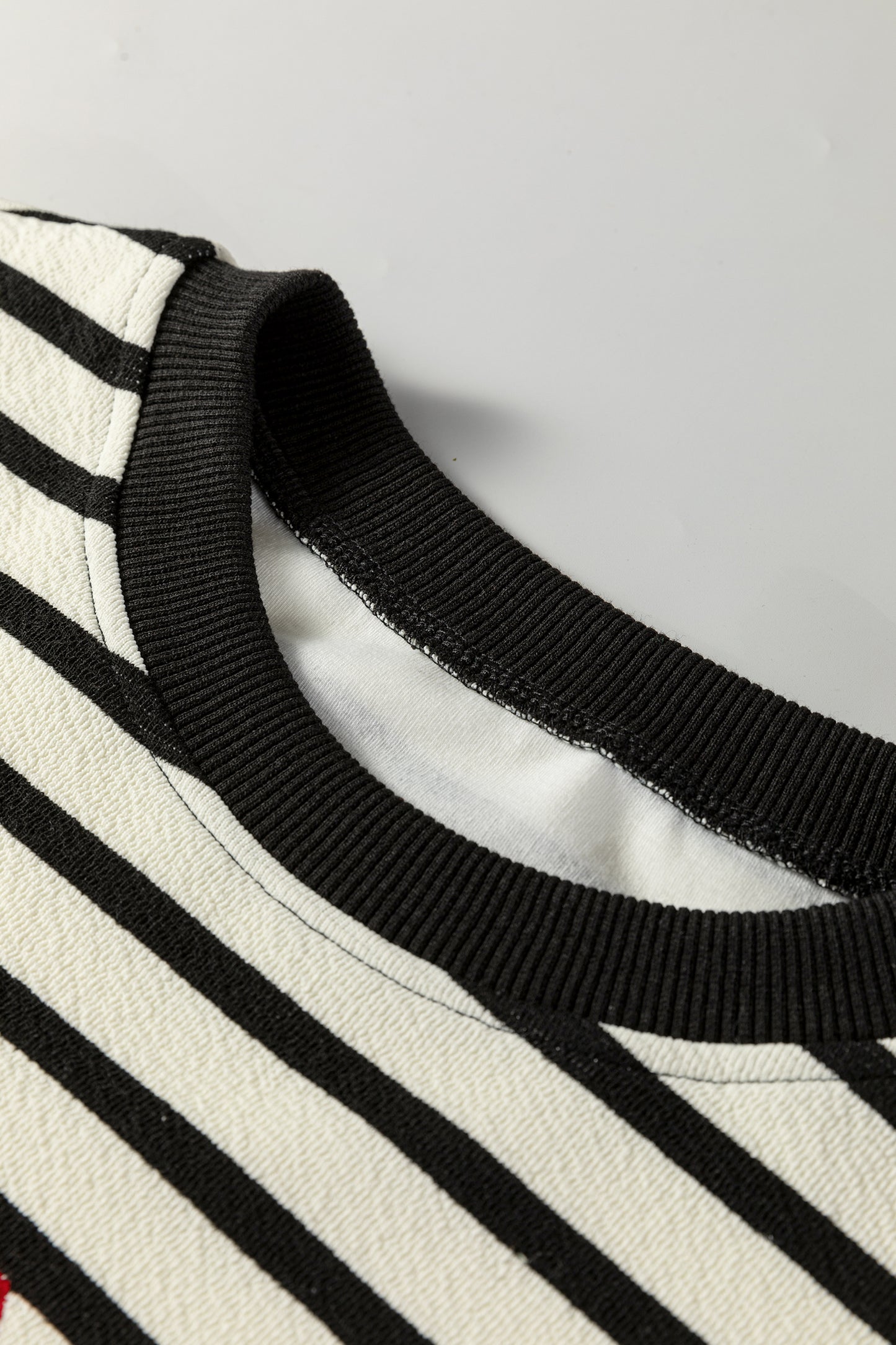 Black Striped MERRY Christmas Sweatshirt Drop Shoulder Pullover