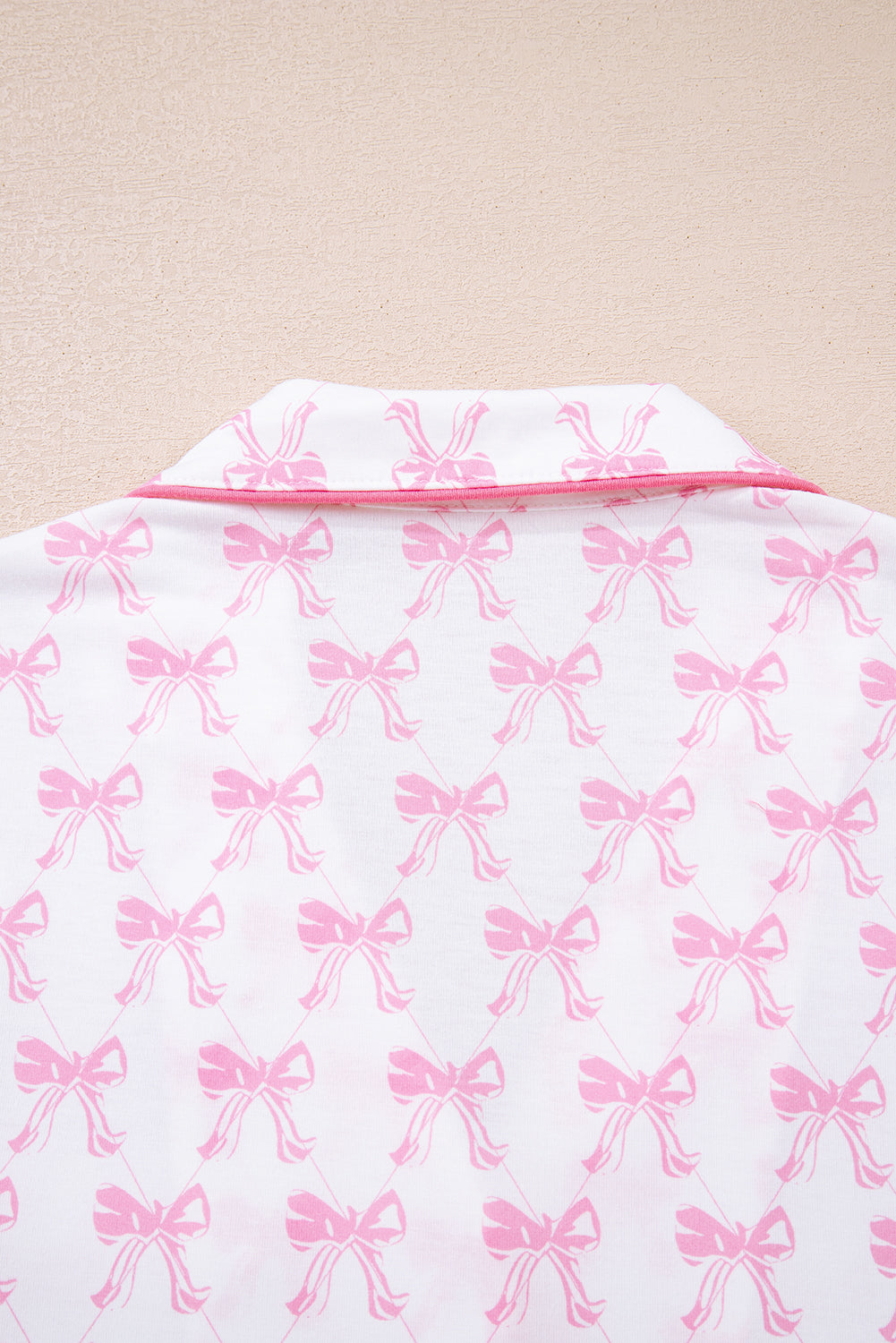 Soft Bow Print Long Sleeve Pajama Set with Pants