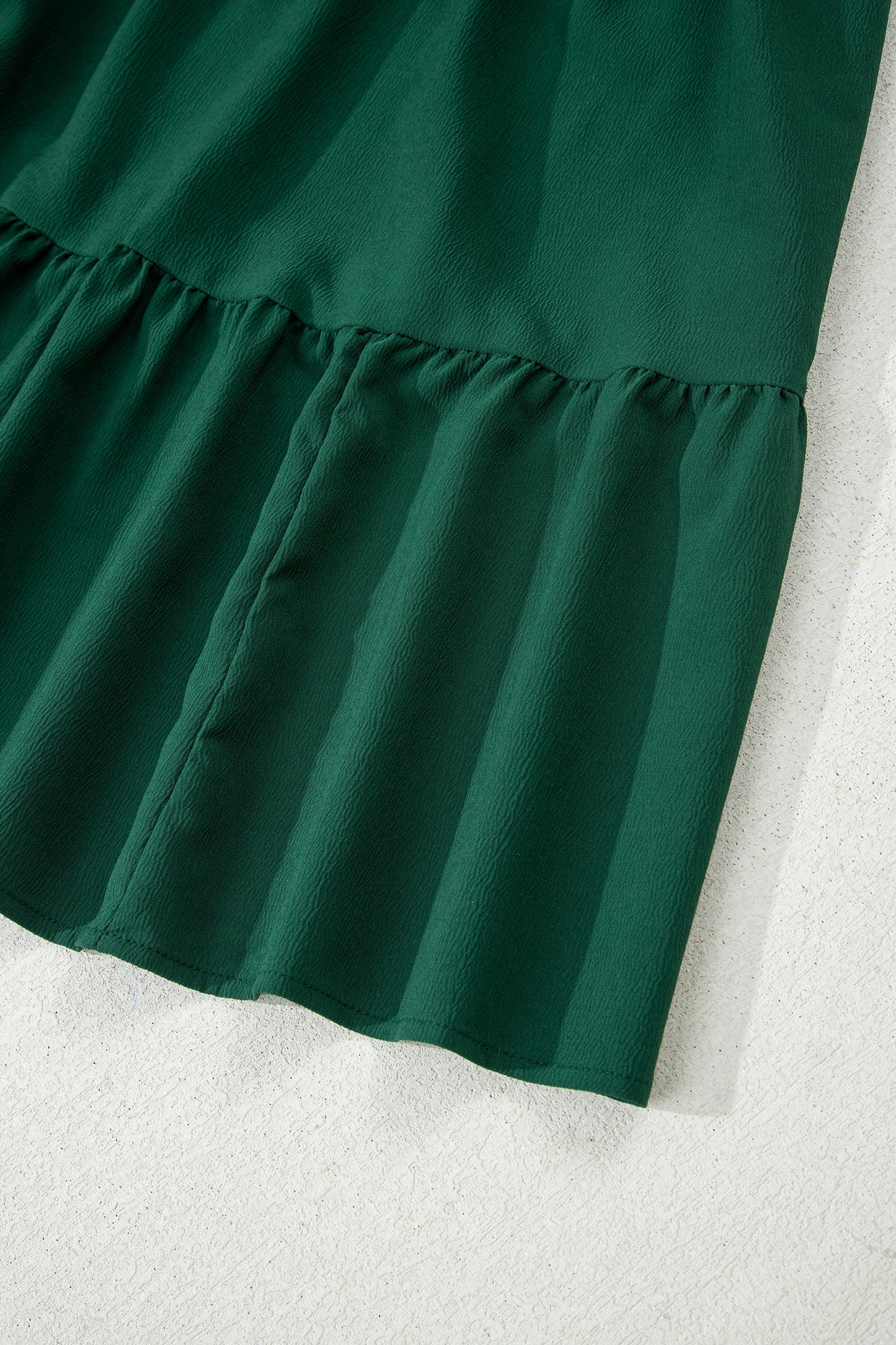 Chestnut Solid Long Sleeve Button V Neck Tiered Maxi Dress