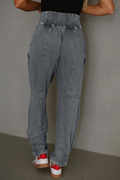 Mineral Wash High Waist Relaxed Fit Jogger Pants