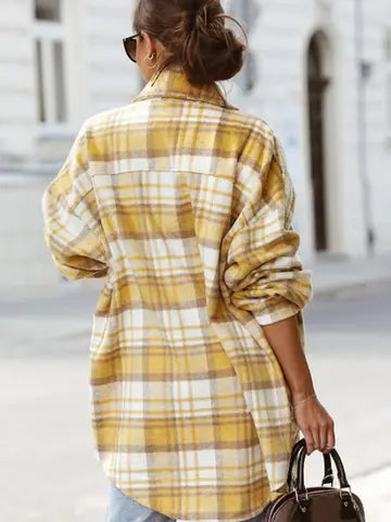 Plaid Long Sleeve Shacket with Flap Pockets