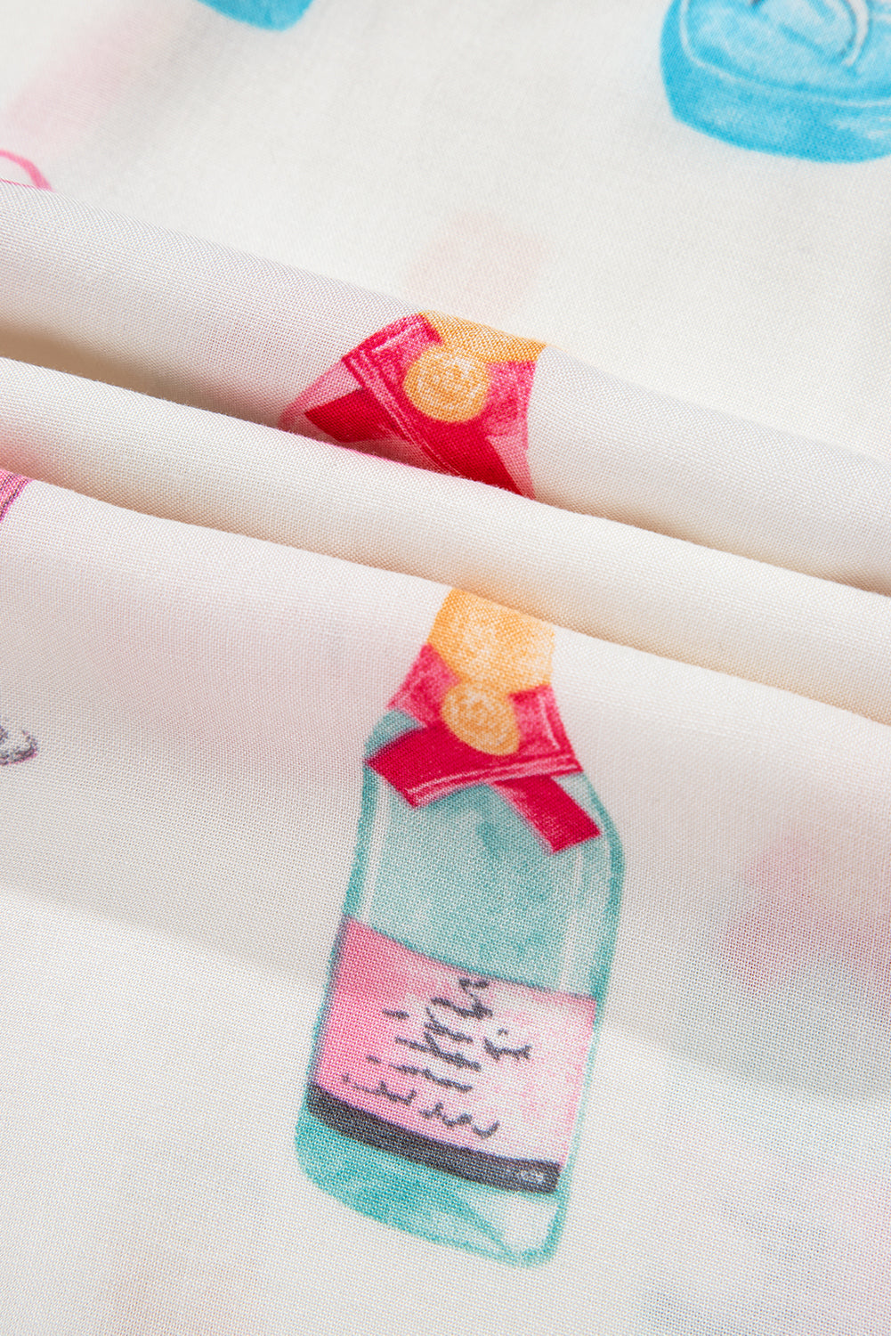 Valentine’s Day White Plus Size Wine Print Bow Pajama Set