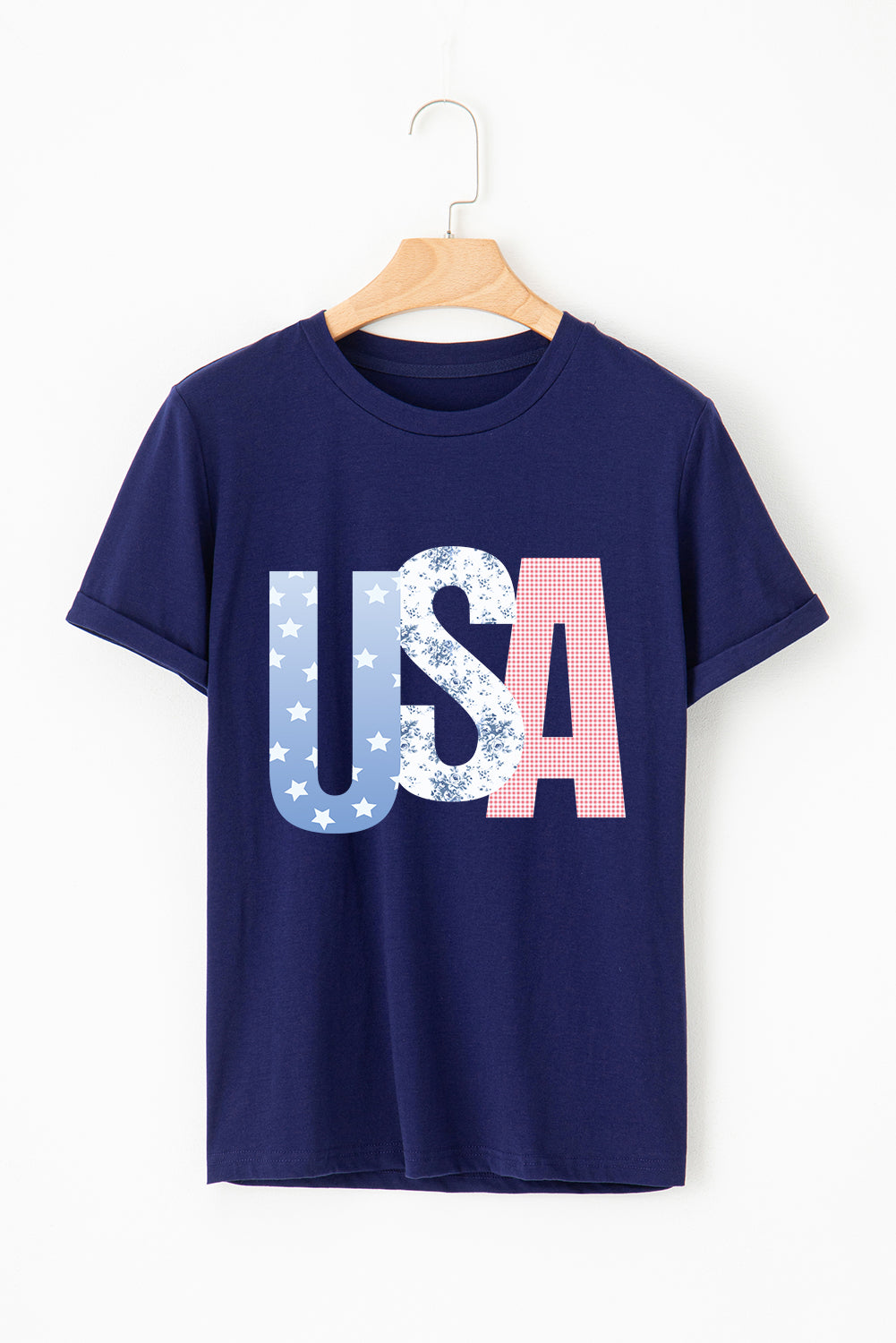 USA Graphic Tee Flag Day Independence Casual Top