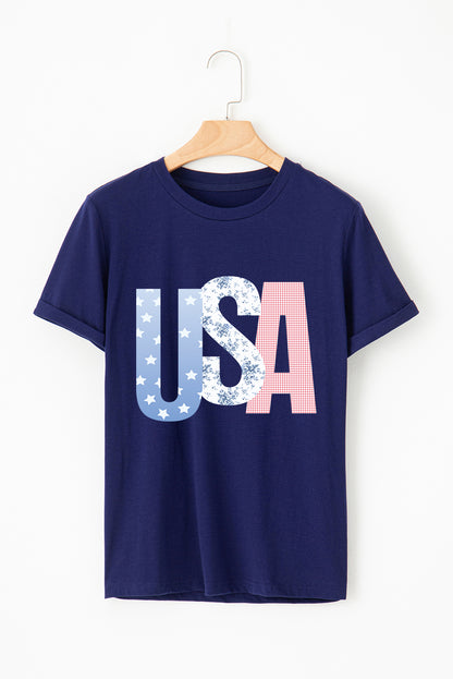 USA Graphic Tee Flag Day Independence Casual Top