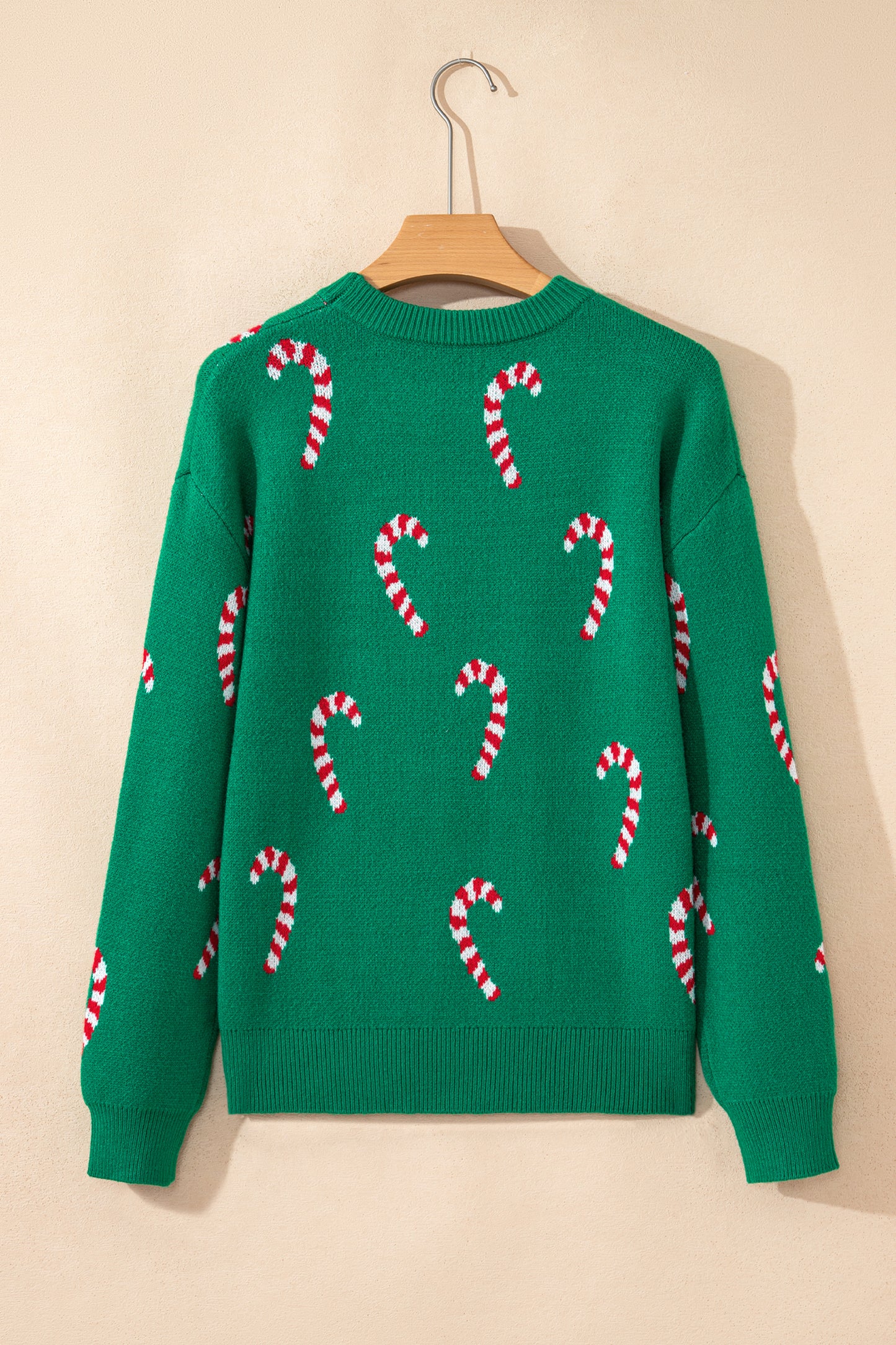 Sachet Pink Christmas Candy Cane Holiday Drop Shoulder Sweater