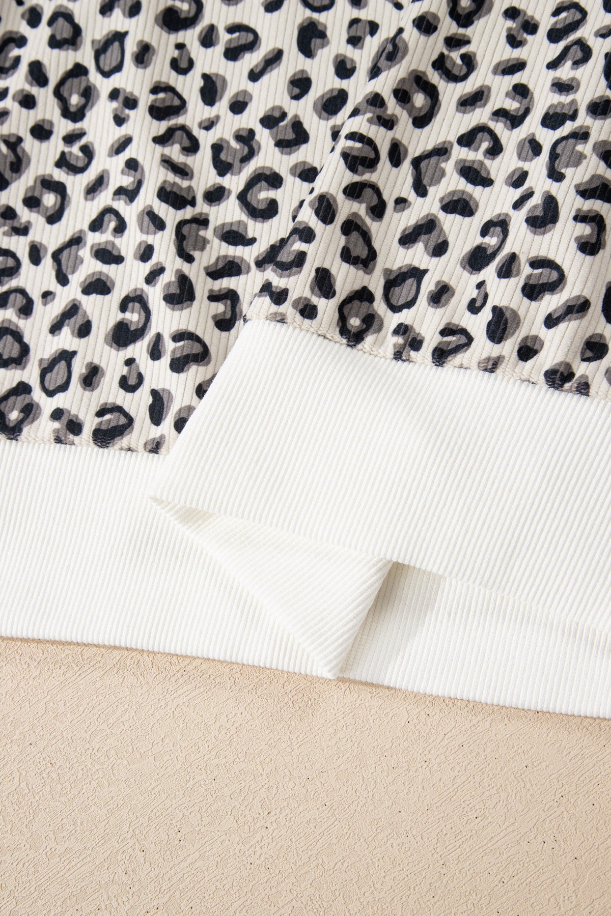 Leopard Print Quarter Zip Corduroy Pullover