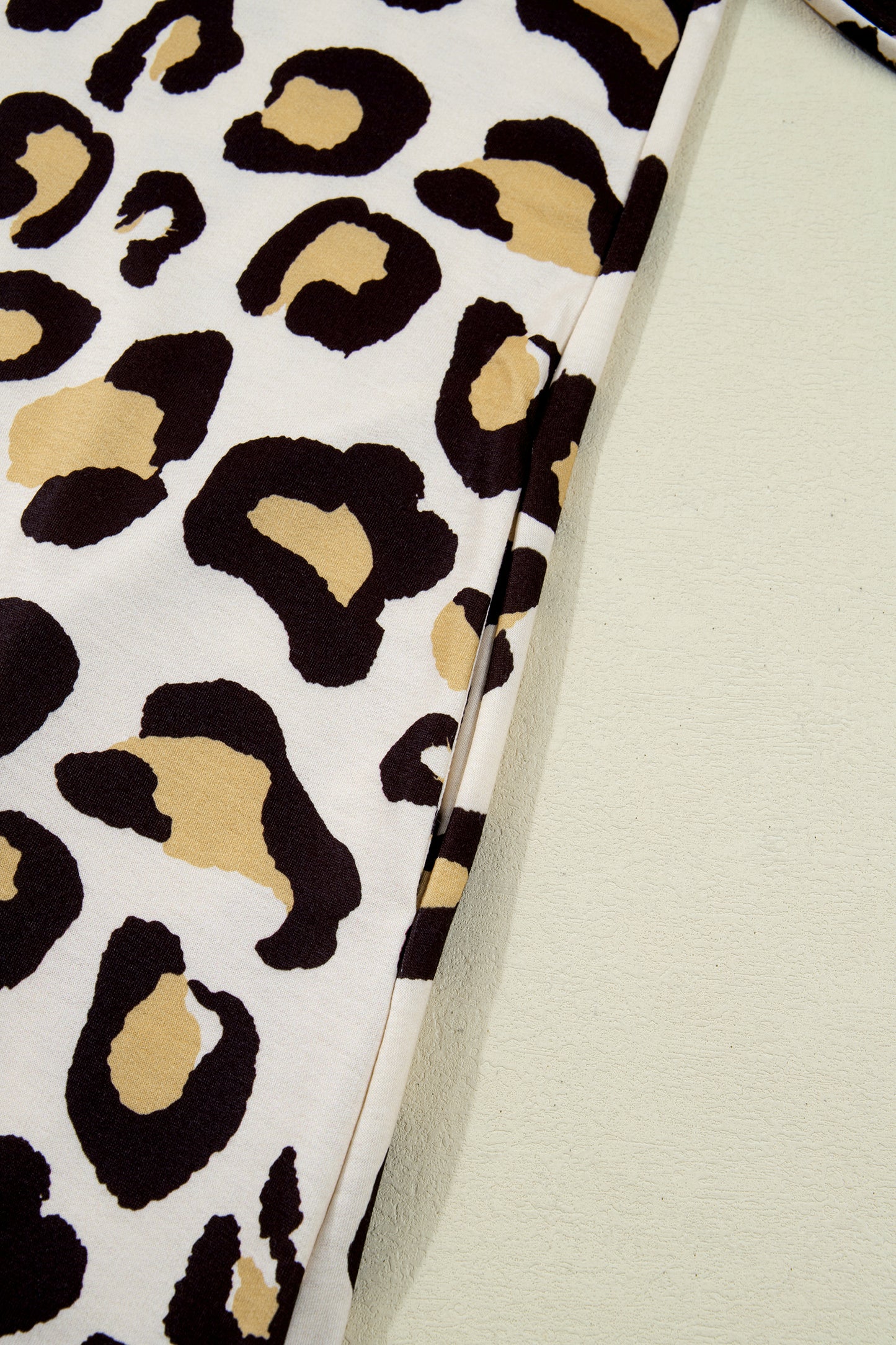 Khaki Leopard Long Sleeve T Shirt Shift Dress with Pockets