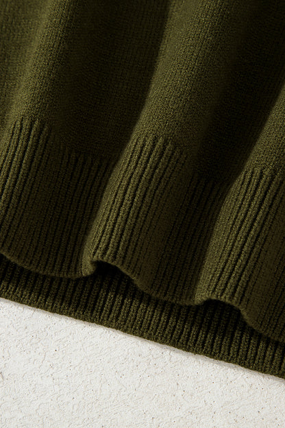 Black Beige Brown Colorblock Drop Shoulder Knit Sweater