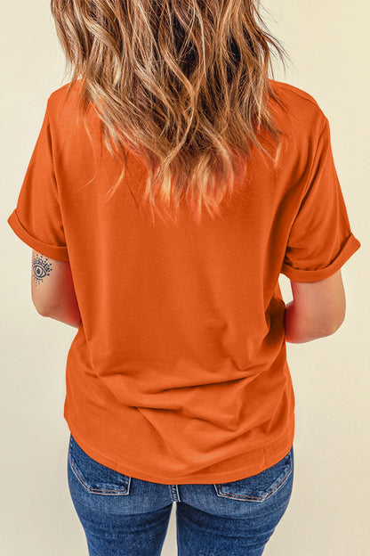 Floral Patchwork Pumpkin Graphic Halloween Tee