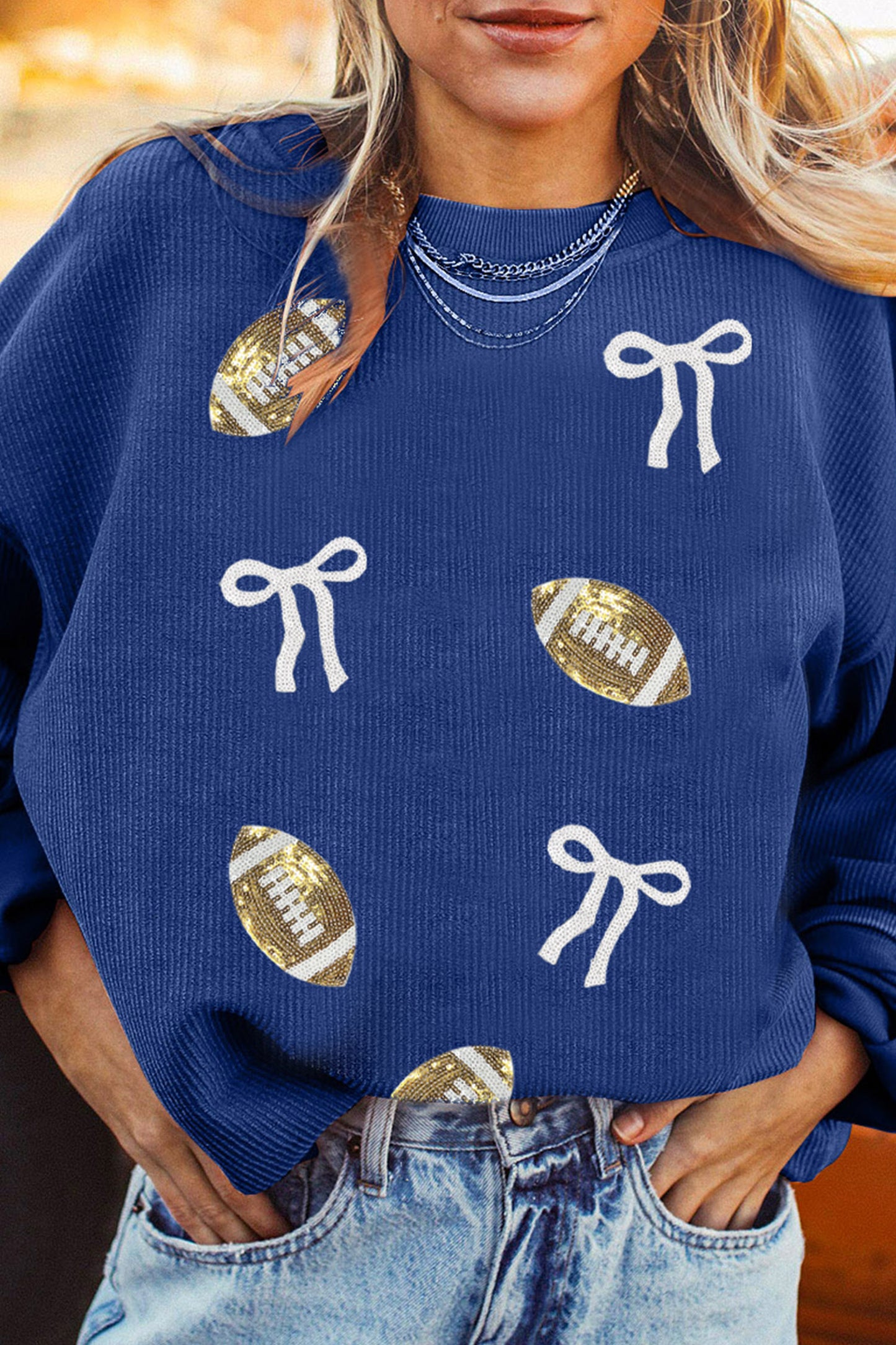 Back to School Gameday Football Bow Sweatshirt