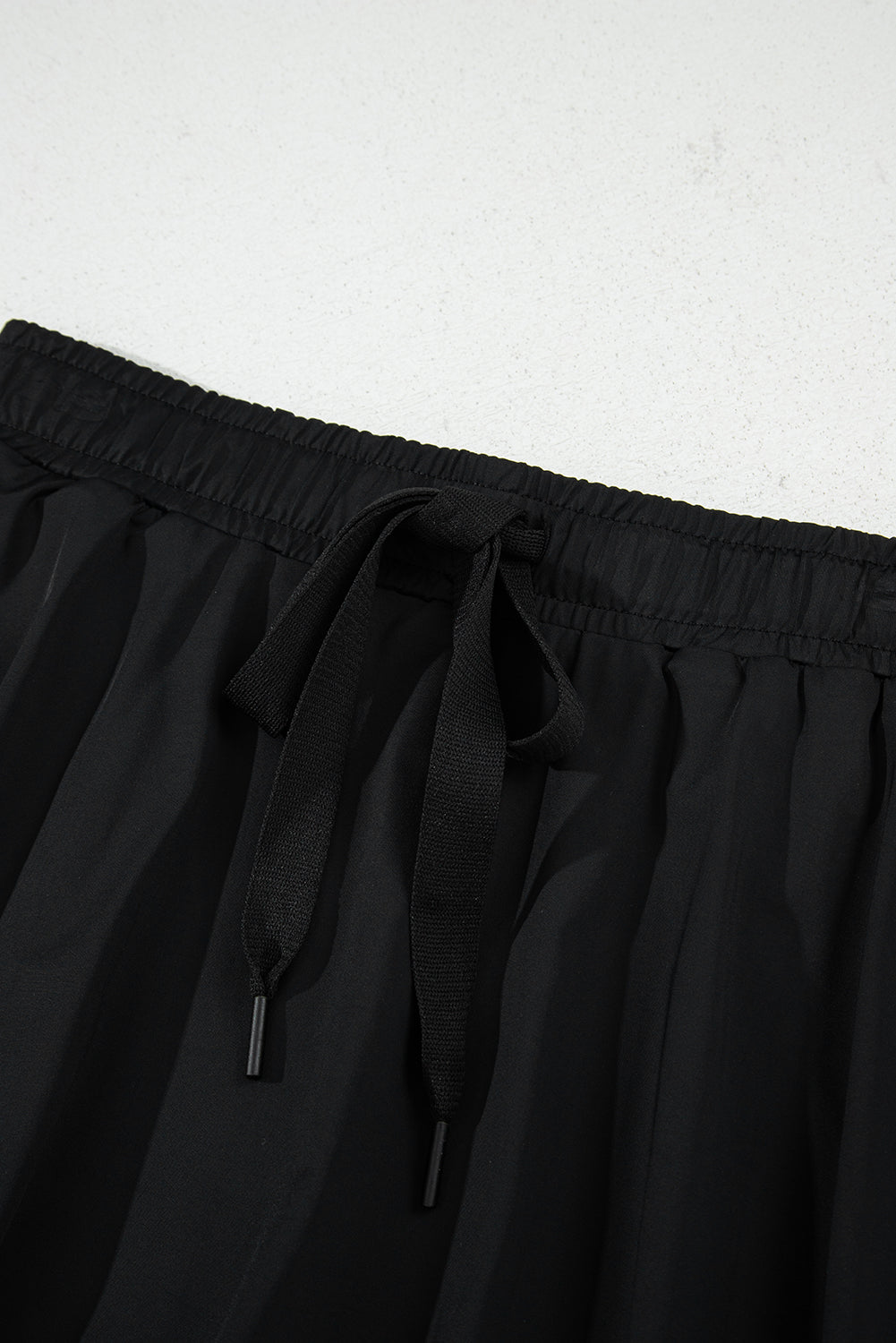 Black High Waist Drawstring Tennis Skort with Lining