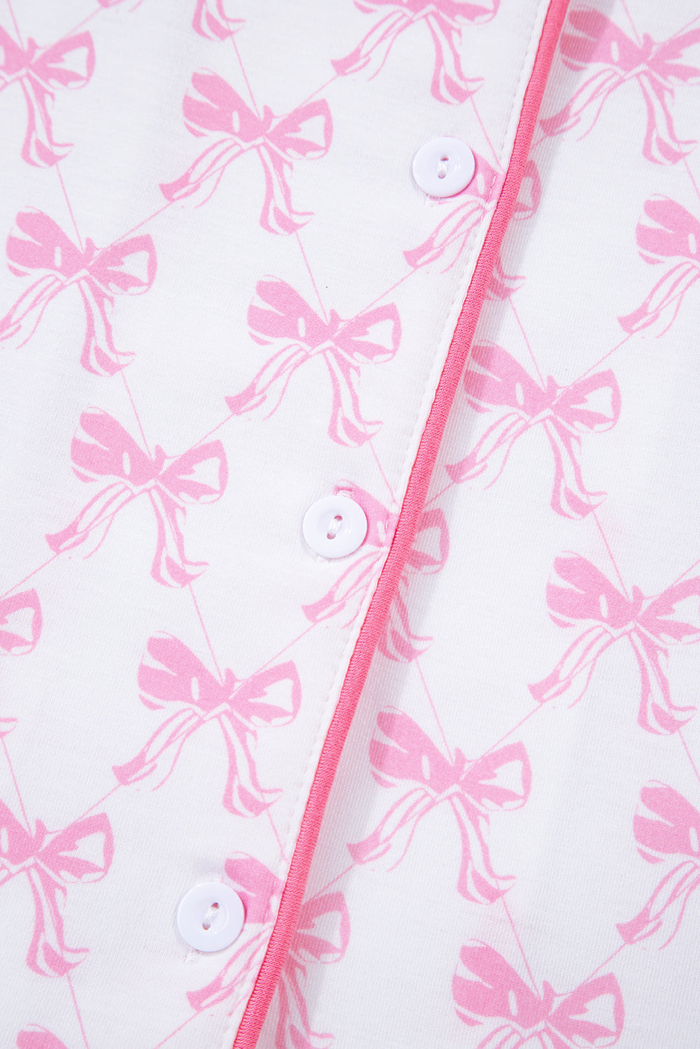 Soft Bow Print Long Sleeve Pajama Set with Pants