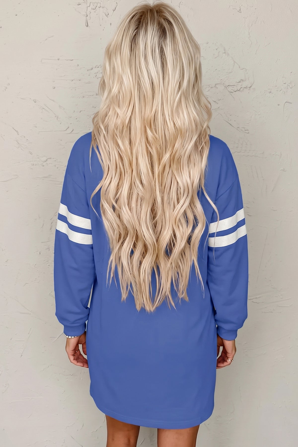 Customizable Varsity Stripe Sleeve Sweatshirt Dress Game Day