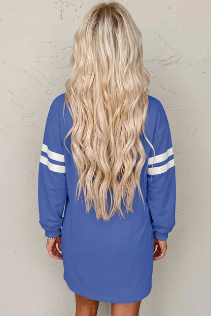 Customizable Varsity Stripe Sleeve Sweatshirt Dress Game Day
