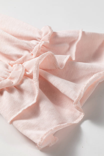 Gossamer Pink Ruffle Sleeve Loose Long Sleeve Blouse Top