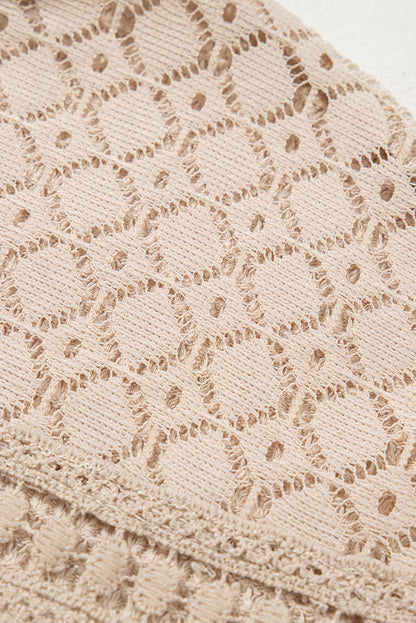 Mist Green Lace Patchwork Waffle Knit Summer Top