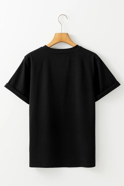 Black Christmas Big Bowknot Graphic Crewneck T Shirt