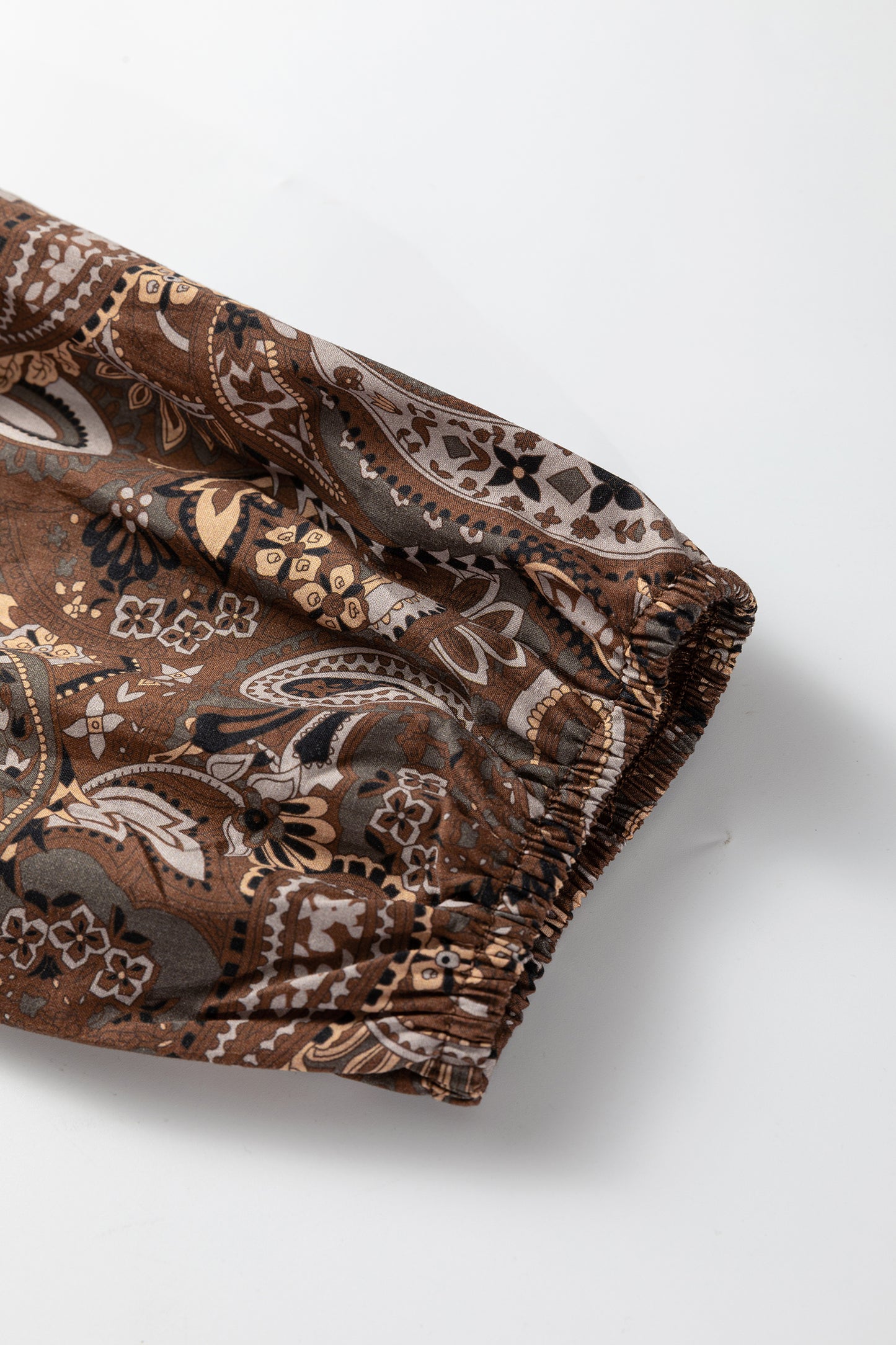Paisley Print Mini Dress Women Puff Sleeve Casual Dress