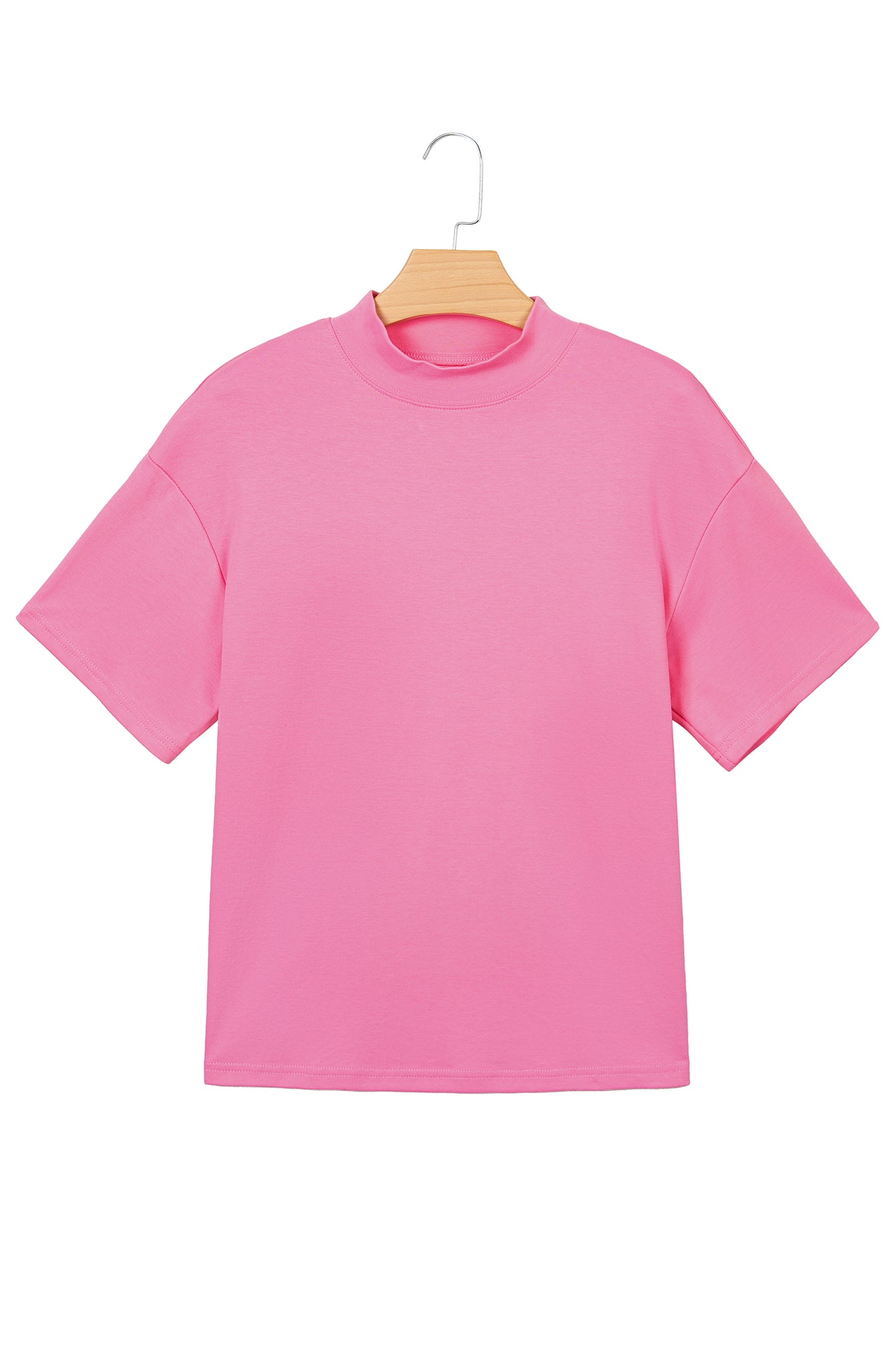 Dark Blue Oversized Mock Neck Tee Casual Relaxed Top