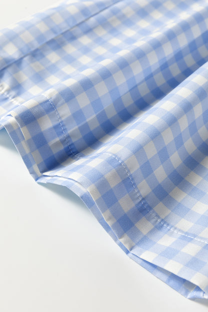 Plaid Smocked High Waist Wide Leg Casual Pants