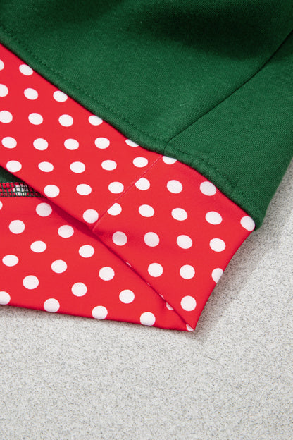 Polka Dot Trim Plus Size Crew Neck Tunic Sweatshirt