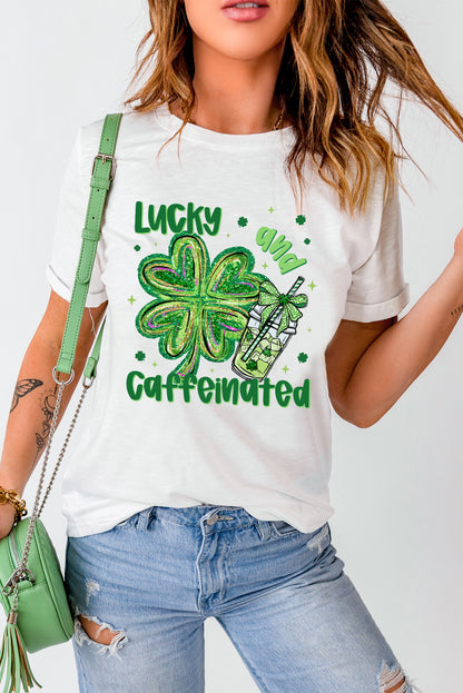 St. Patrick’s Lucky & Caffeinated Clover Graphic Tee