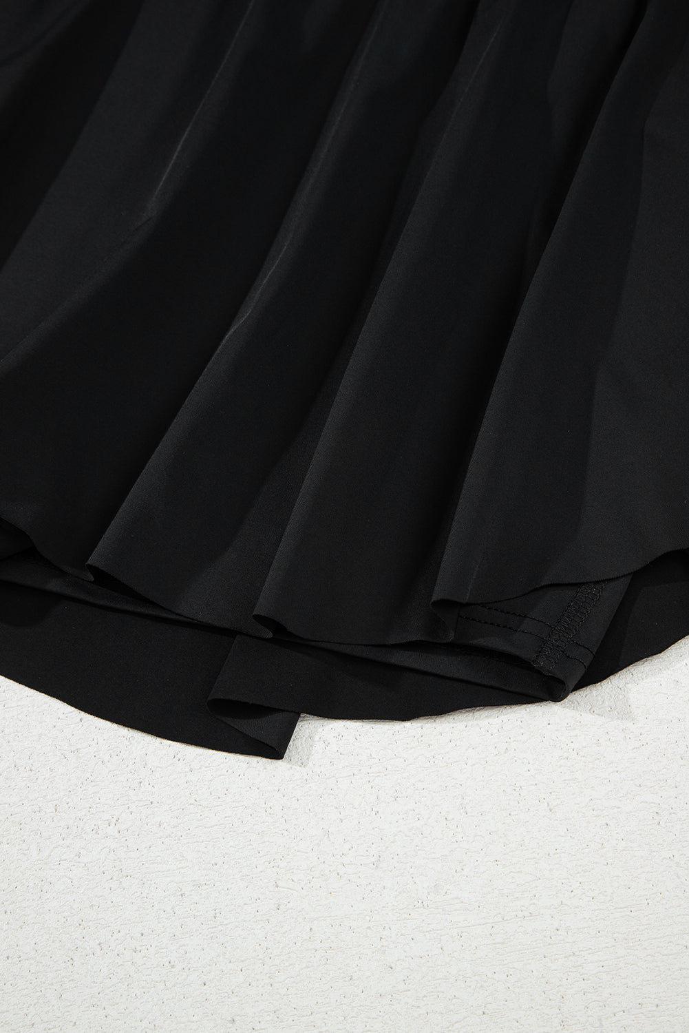 Black High Waist Drawstring Tennis Skort with Lining