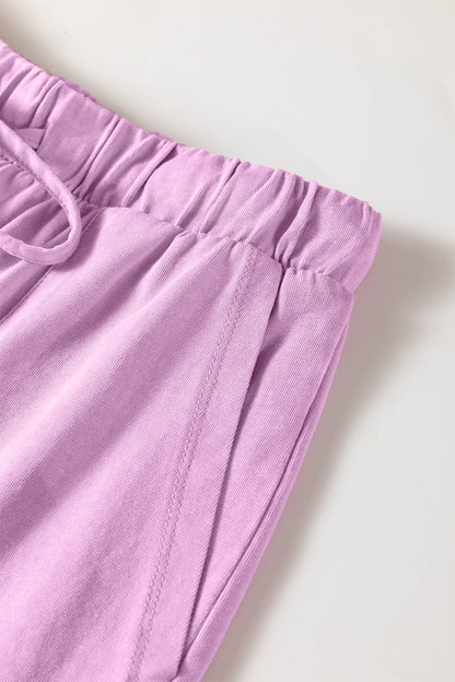 Mineral Wash Cotton Lounge Set Tee and Drawstring Shorts