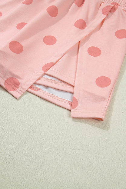 Polka Dot Tank Top Split Skort 2 Piece Lounge Set