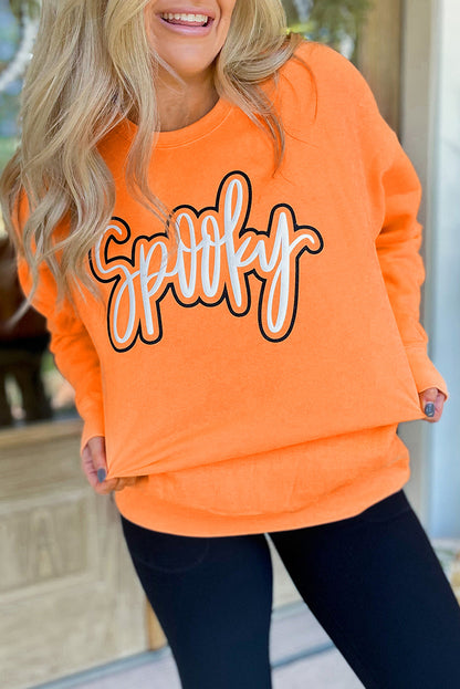 Spooky Graphic Halloween Crew Neck Sweatshirt
