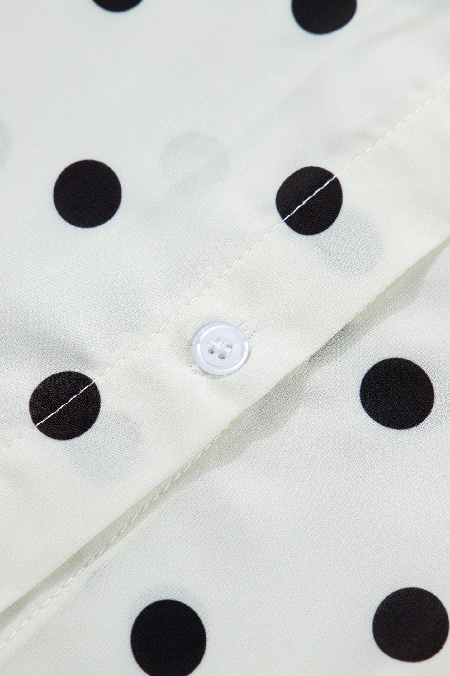 Beige Polka Dot Button Up Dolman Sleeve Loose Blouse