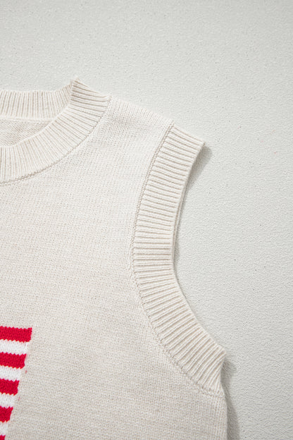 American Flag Knit Tank Independence Day Sleeveless Top