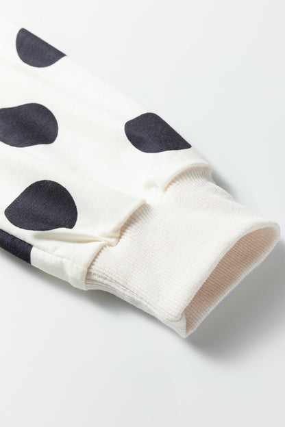Polka Dot Lounge Set Crewneck Sweatshirt Jogger Set
