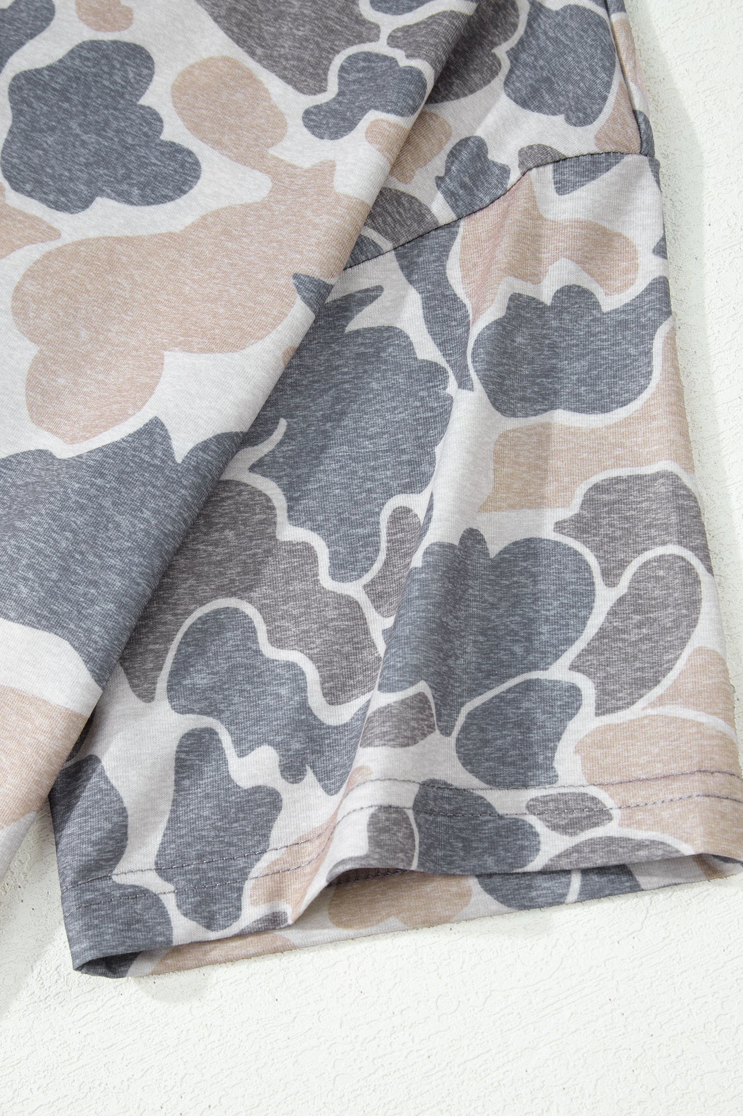 Neutral Camo Oversized Casual Crewneck T Shirt