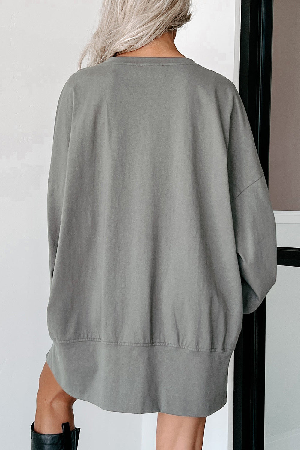 Sequin Happy Halloween Graphic Notched Neck Top