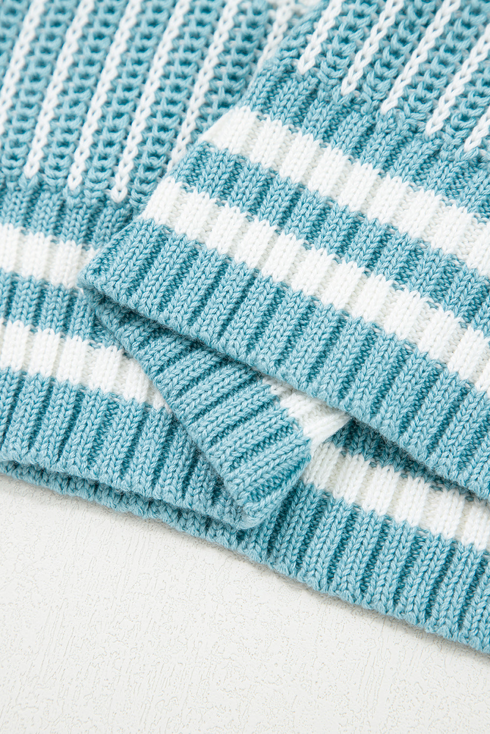 Two Tone Striped Patchwork Drop Shoulder Loose Sweater
