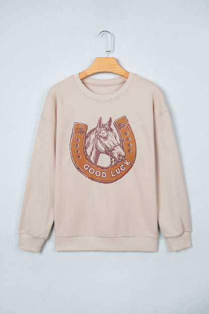 Western Horse Horseshoe Graphic Oversized Sweatshirt