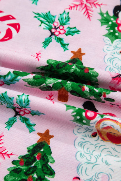 Christmas Tree Print Button Lounge Set for Women 2pcs