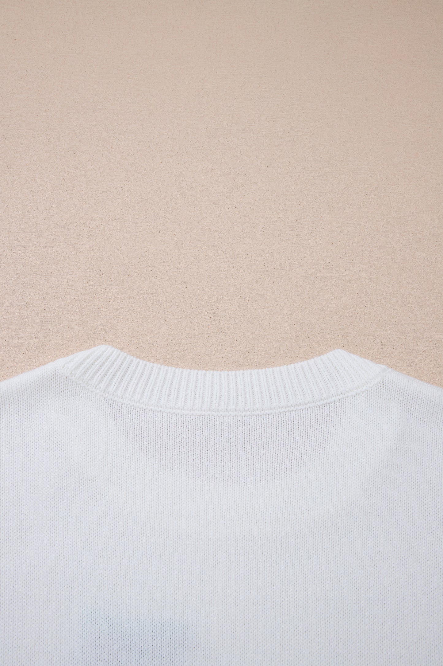 White Bird Pattern Drop Shoulder Knit Pullover Sweater